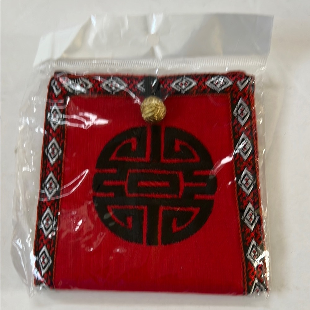 New Embroidered Chinese Character Longevity Fabric Wallet